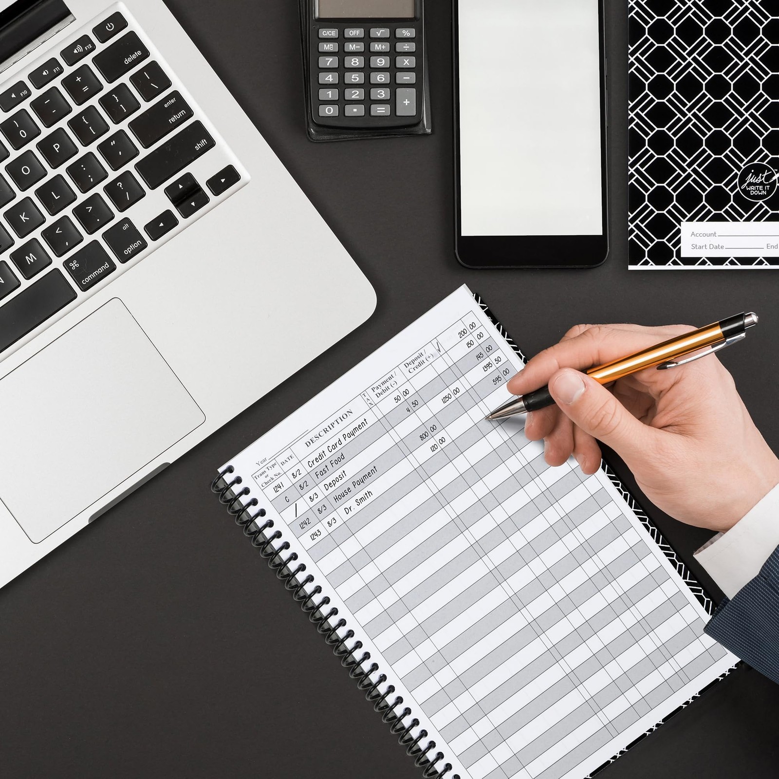 ‘s Premium Check Book Register & Debit Card Ledger Notebook Checking Account…