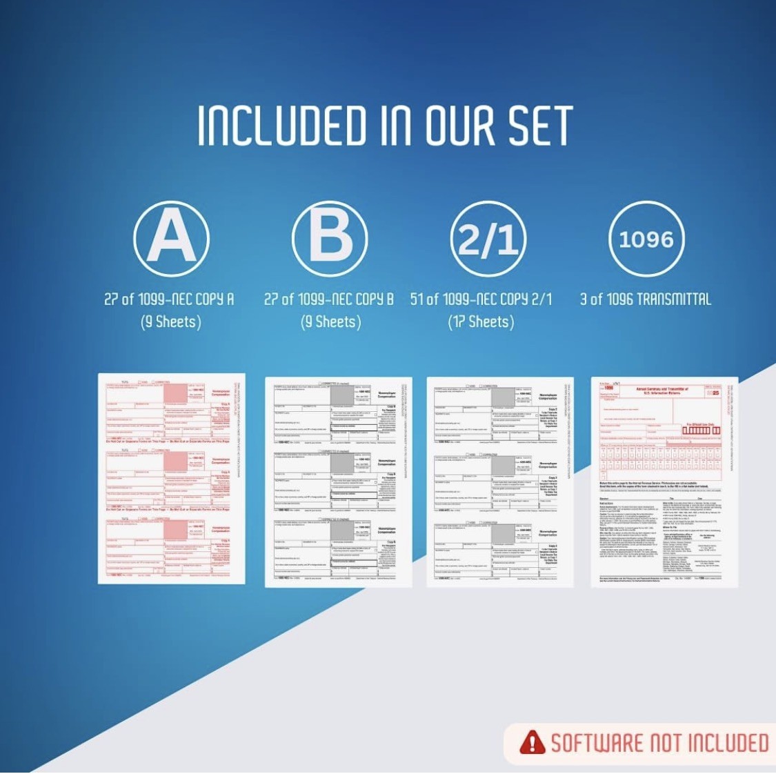 Onguls 1099-Nec 4 Part Tax Forms 25 Pack IRS Approved 2025 NO ENVELOPES