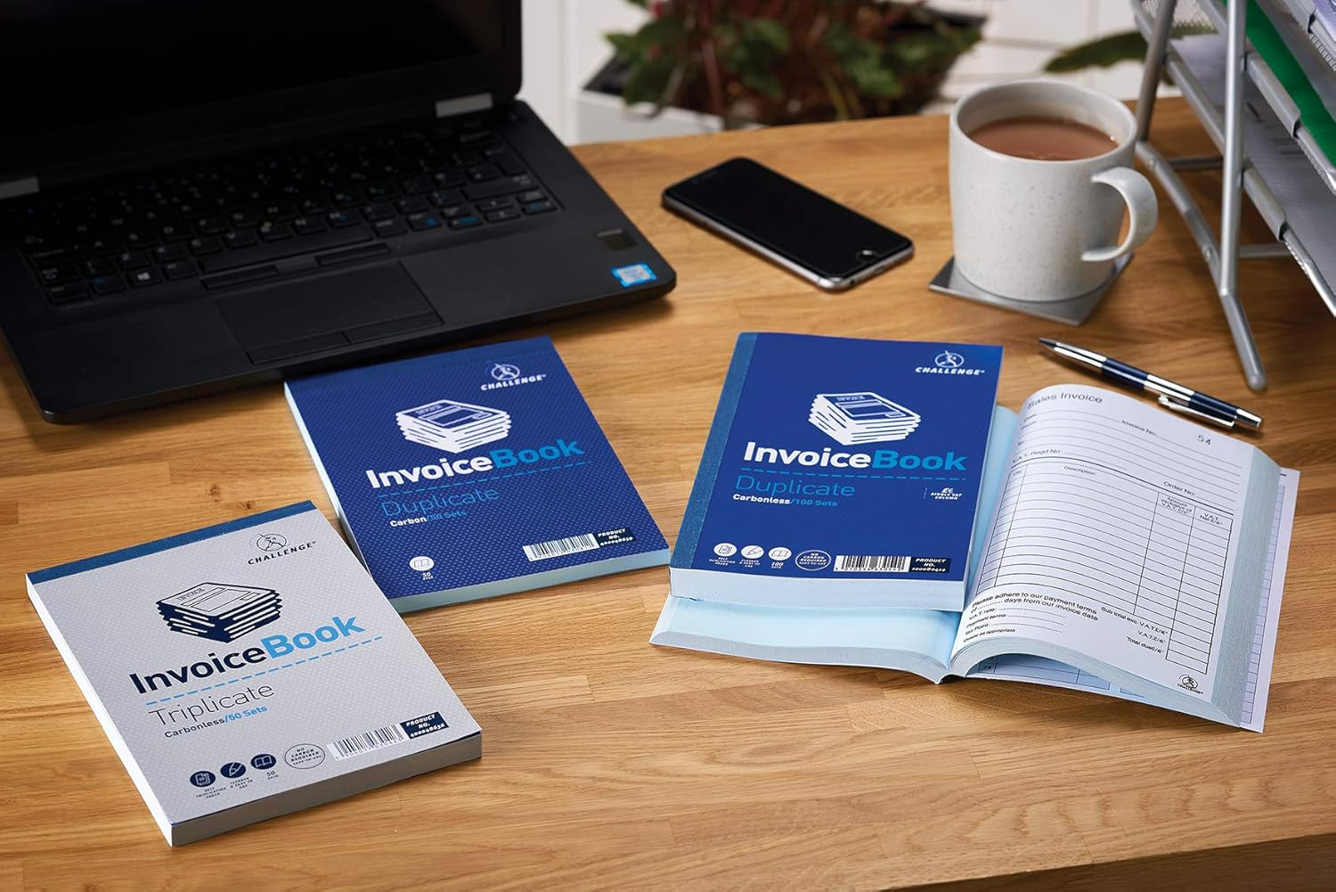 Large Duplicate Invoice Book, Carbon without Vat, 50 Pages, 1 Pack, A4 (297 X 19