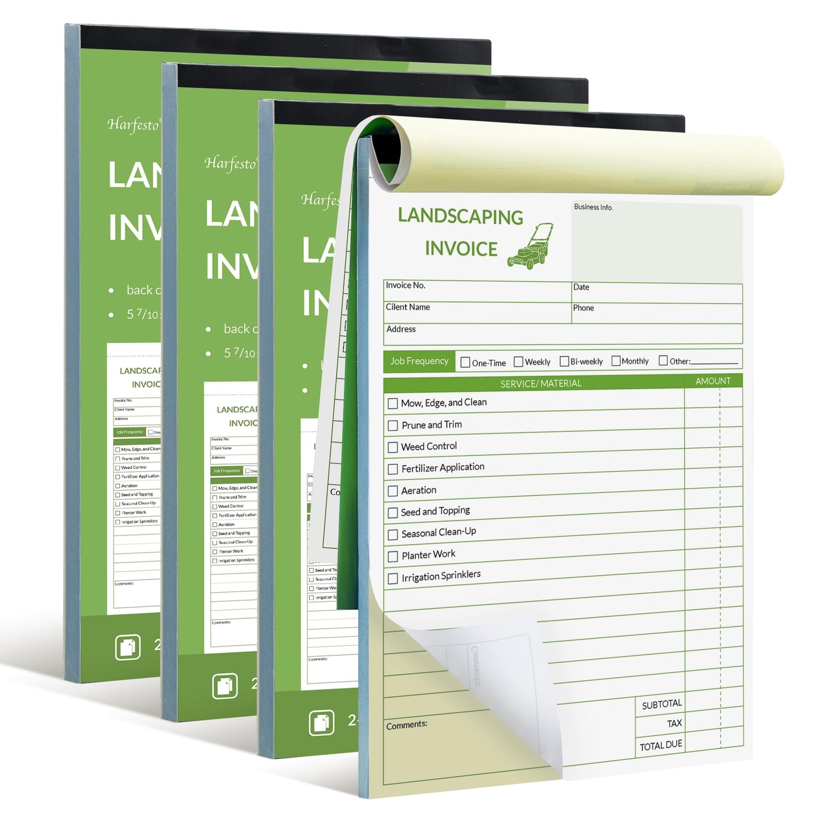 Harfesto Professional Garden Invoice Receipt Book, Landscaping Invoice Book f…