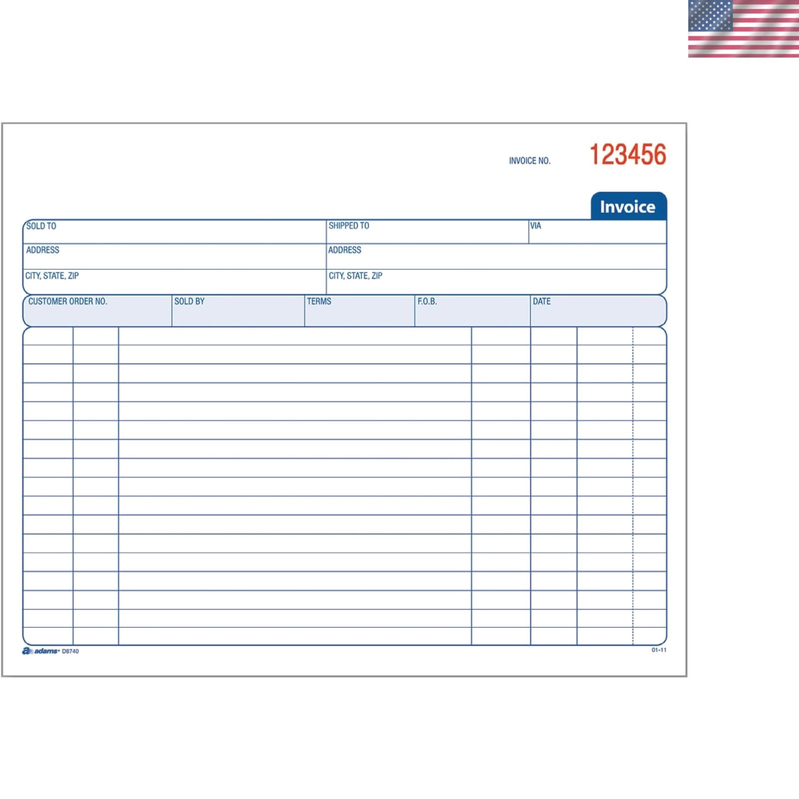 High-Quality Invoice Book – 50 Carbonless Sets, White & Canary, 8.38×7.19