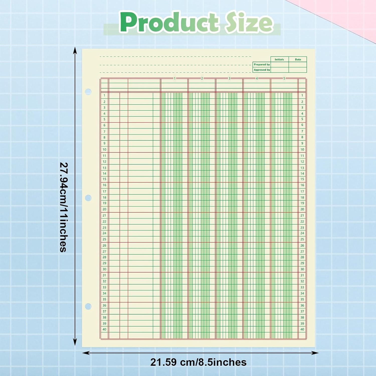 5 Pack 250 Sheets Ledger Paper Accounting Columnar Pads 3 Hole Analysis