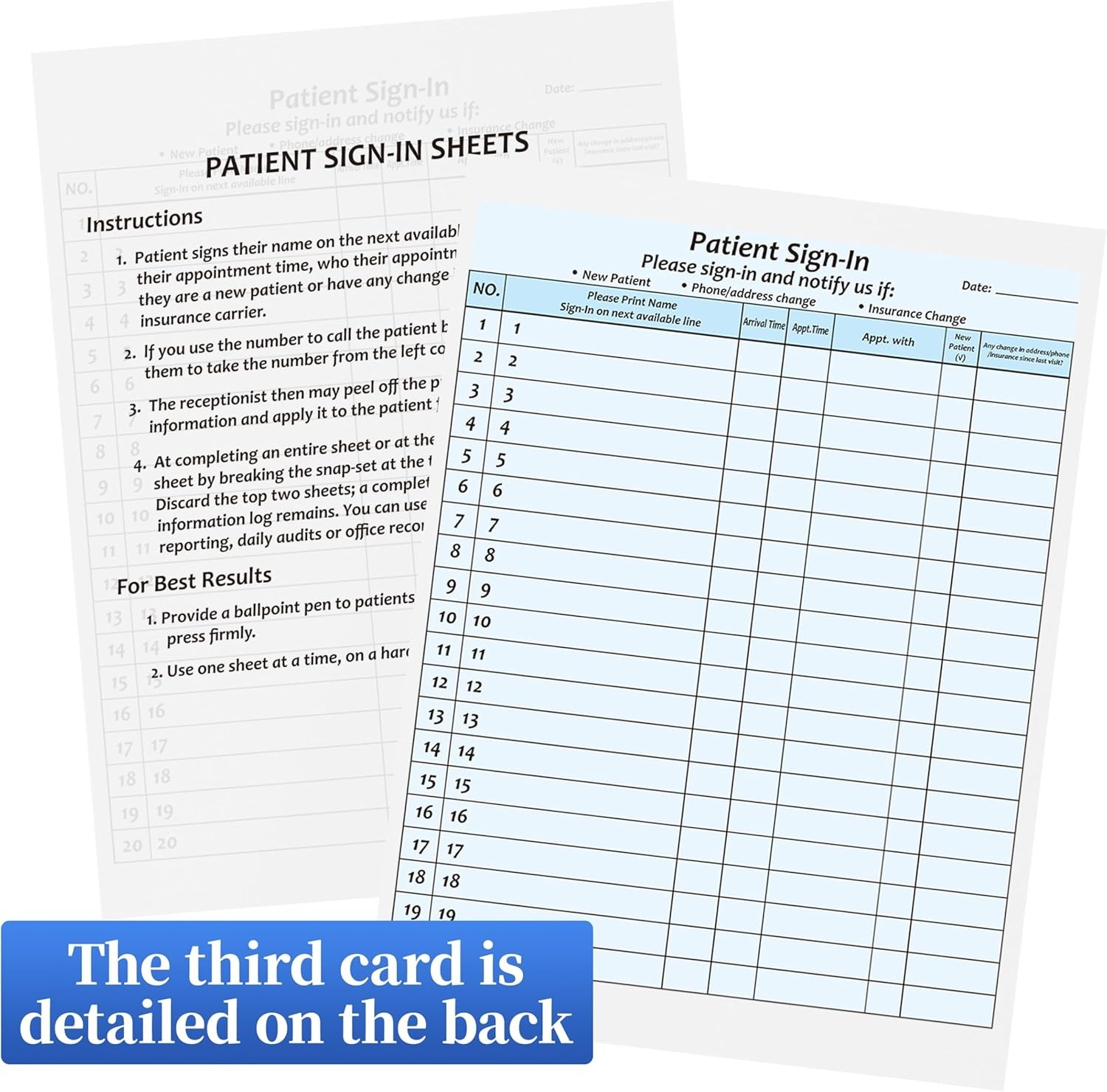 30Packs,Patient Sign in Sheets,HIPAA Compliant,Adhesive Peel-Off Patient Form
