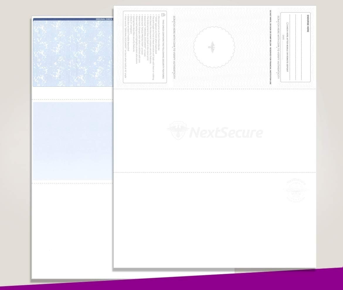 Blank Check Stock 8.5×11 Inch 24 lb Blue-Green Prismatic Top 500 Sheets