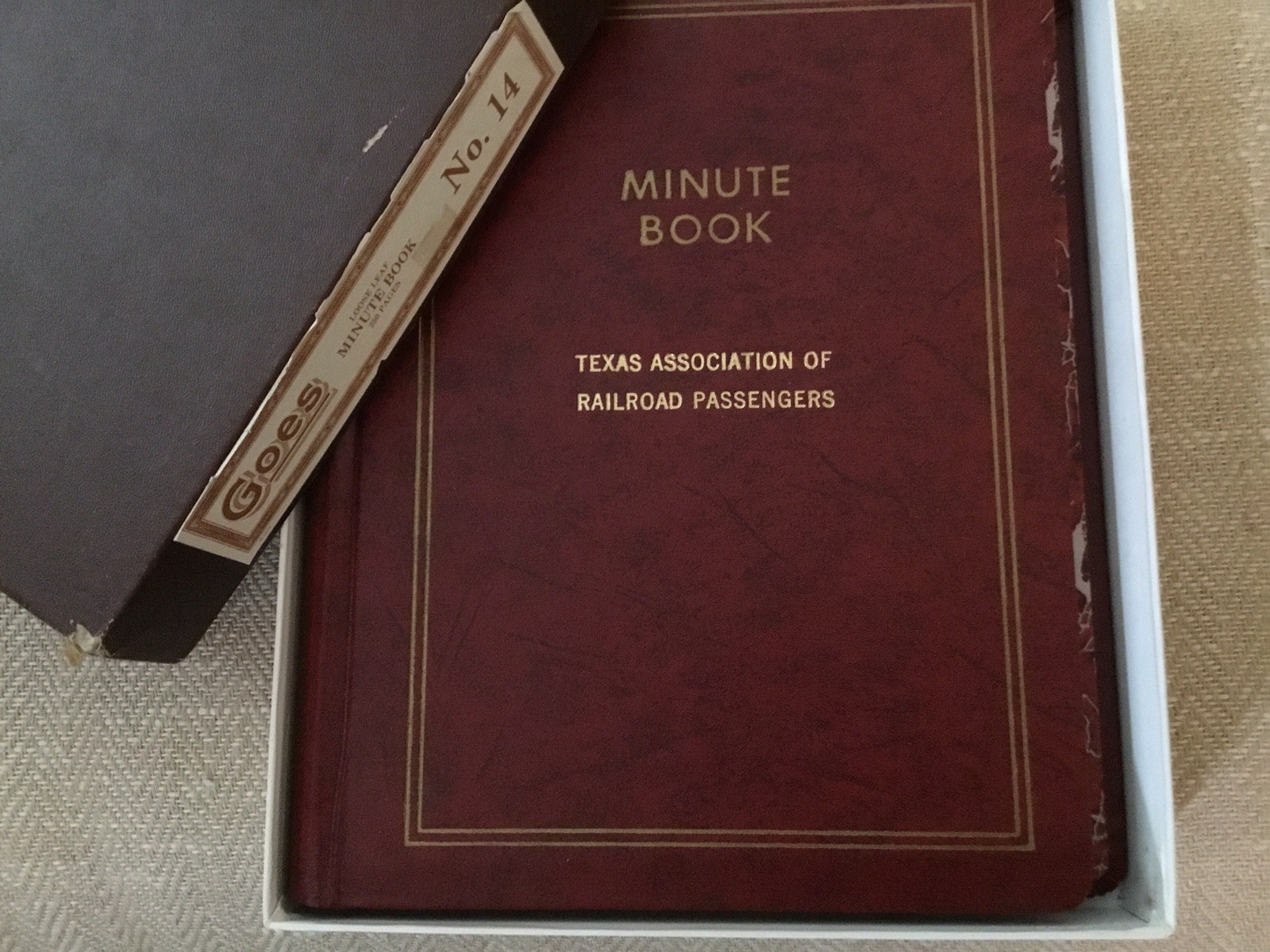 Goes Minute Book No. 14 -9×11 1/2 Red Faux Leather TEXAS Railroad Passenger