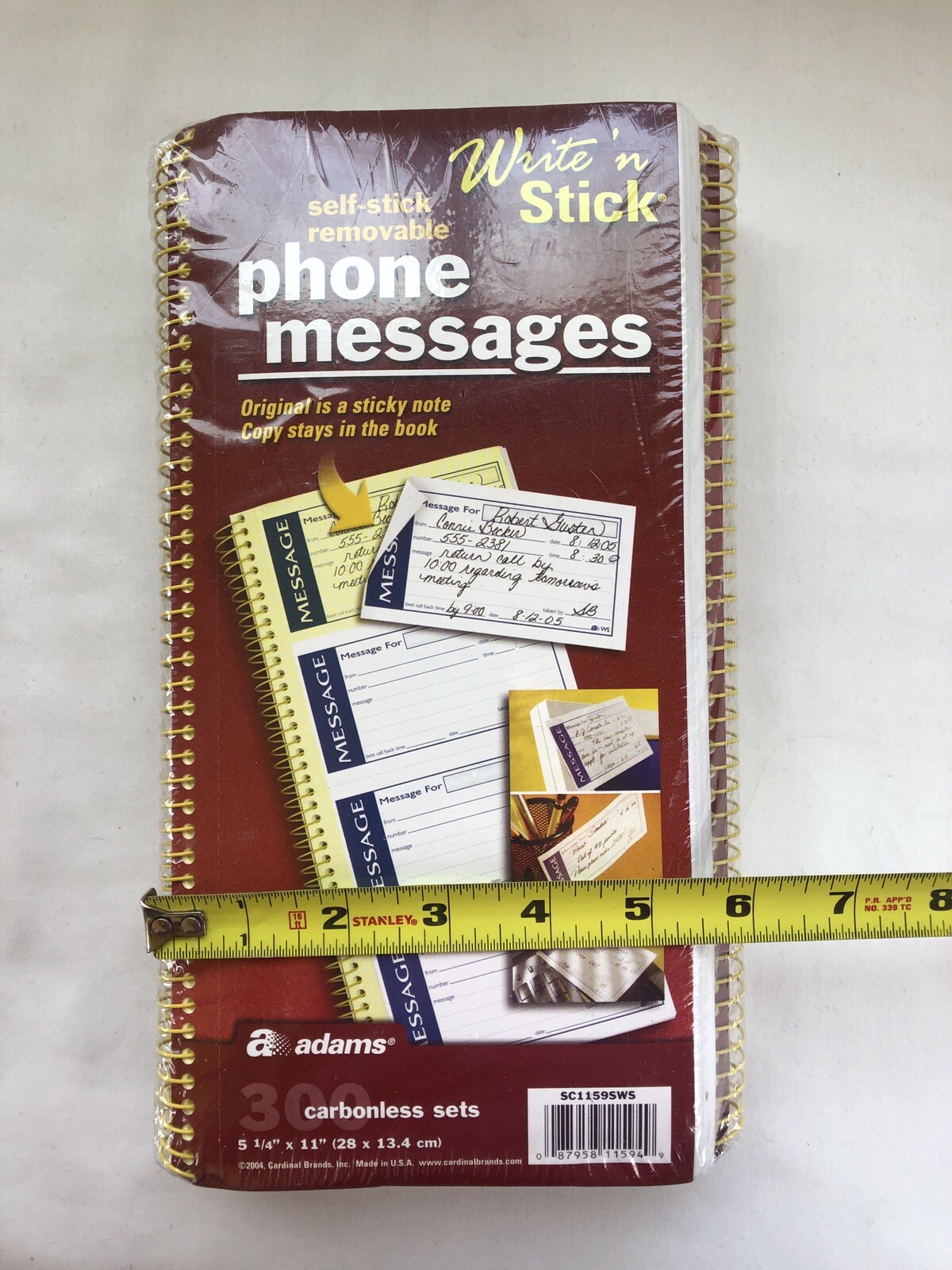 Adams Write N’ Stick Phone Message Book Carbonless 5-1/4″x11″ SC1159SWS – 4 Pack
