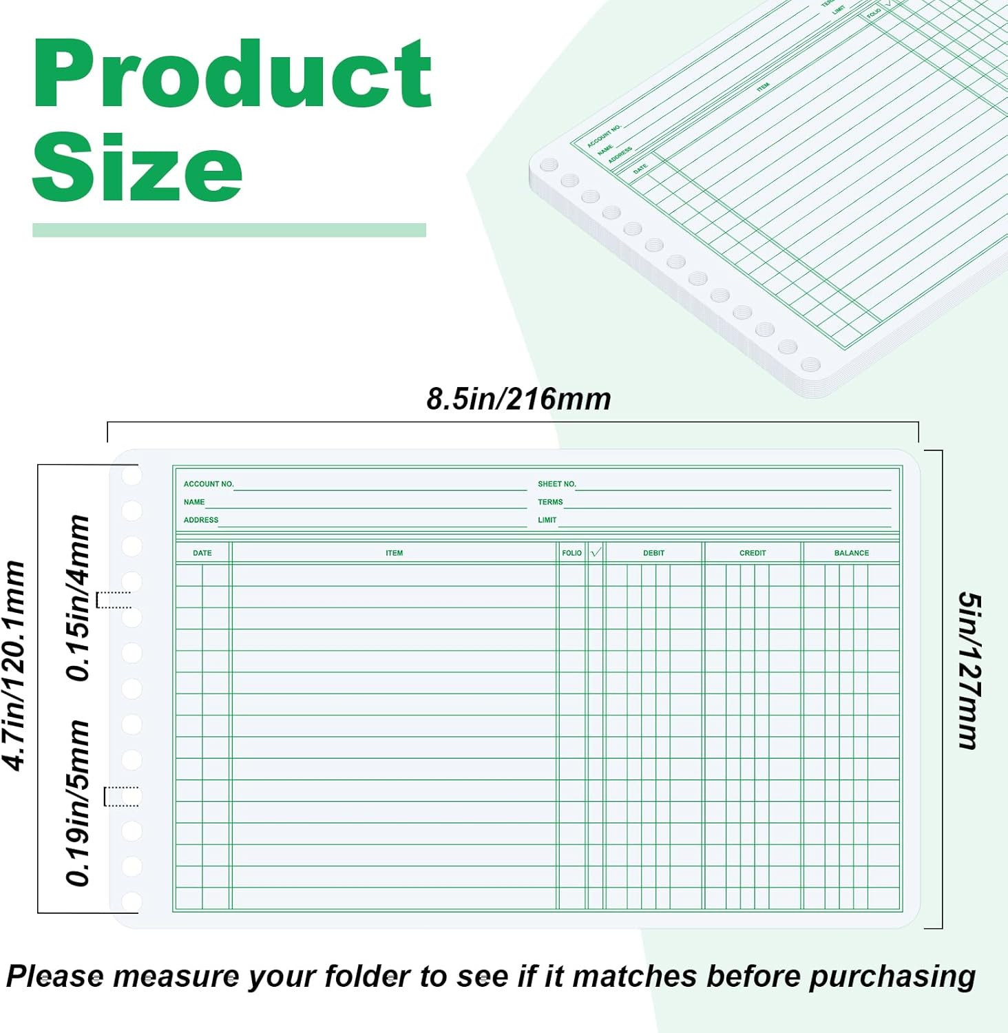 200 Pcs Ledger Sheets 5″ x 8.5″ Extra Sheets Ledger Paper for Bookkeeping Column