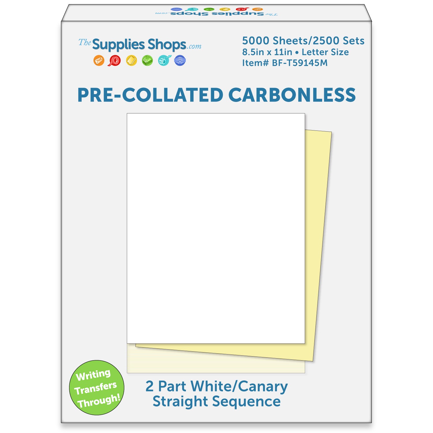 2-Part Straight Sequence White / Canary Pre-Collated Carbonless Paper (Carton