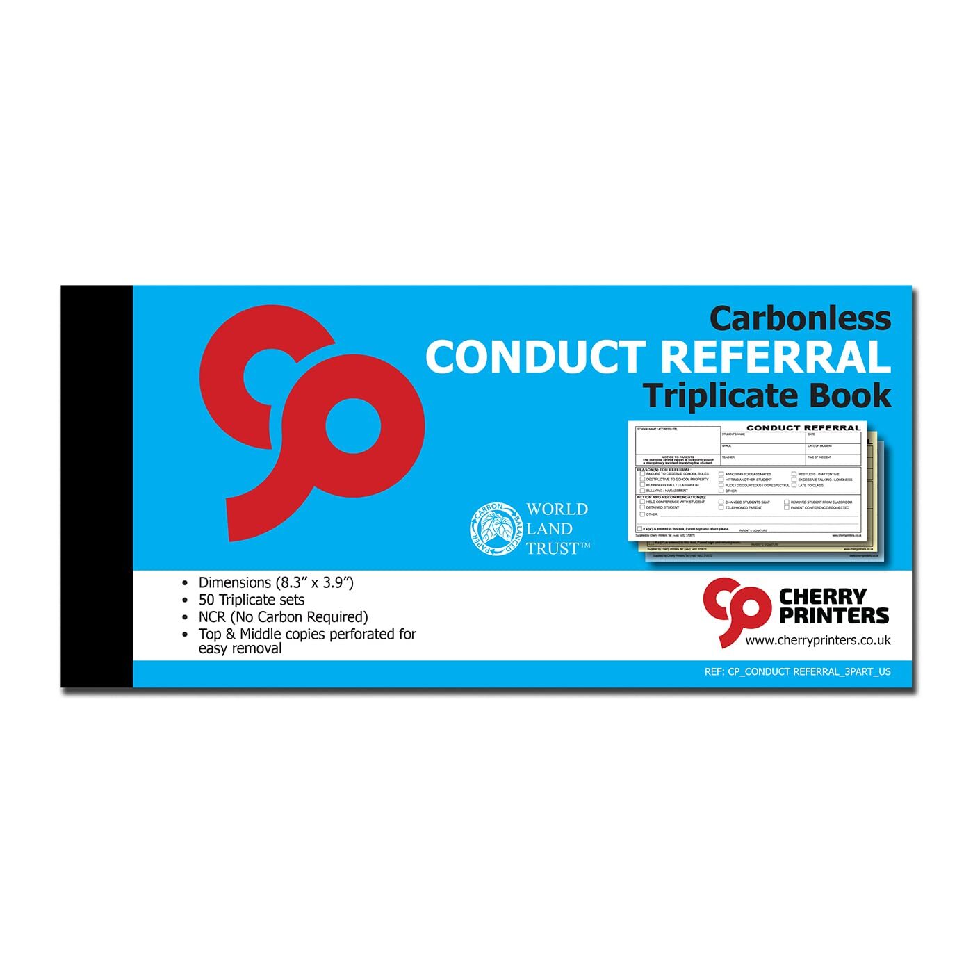 Cherry Conduct Referral Slips for Schools 3pt 8.3 inches x 3.9 inches 50 Trip…