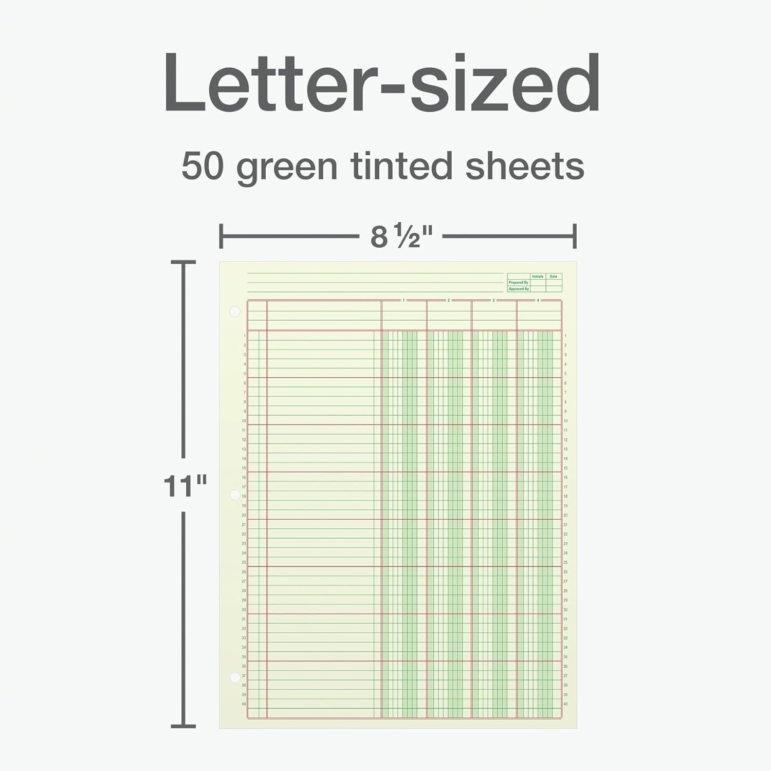 Green Columnar Ledger Pad 4 Column for Data Recording, 100 Pages, Soft Cover