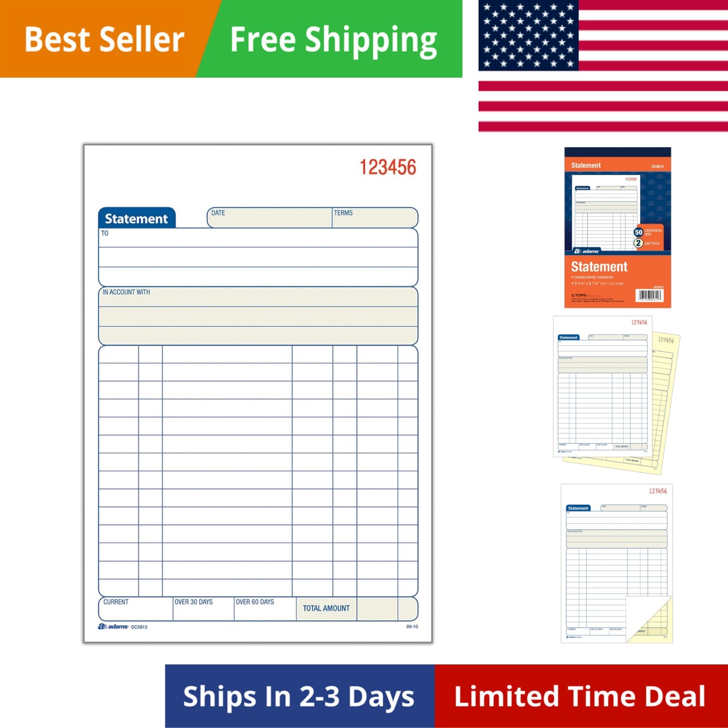 Tops Statement Book, 2-Part Carbonless, White/Canary, 5-9/16 x 8-7/16 Inches,…