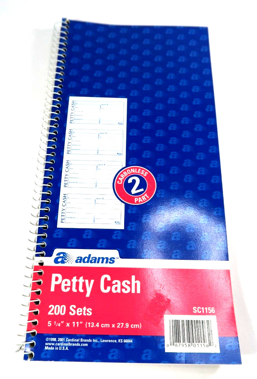 Adams Petty Cash 5 1/4″ x 11″ Spiral Bound 2 Part Carbonless SC1156 3 books