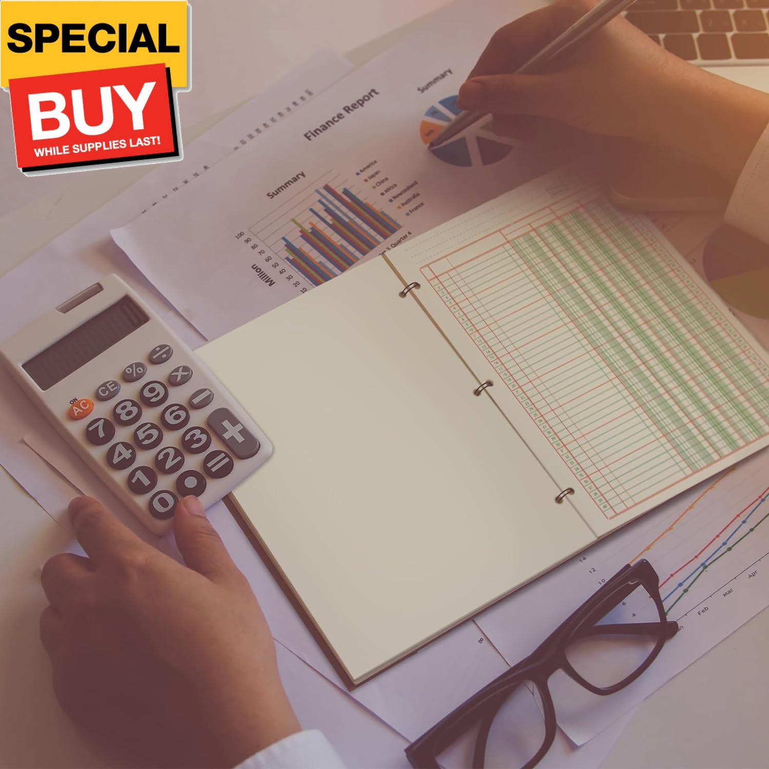 5 Pack 250 Sheets Ledger Paper Accounting Columnar Pads 3 Hole Analysis Accounti