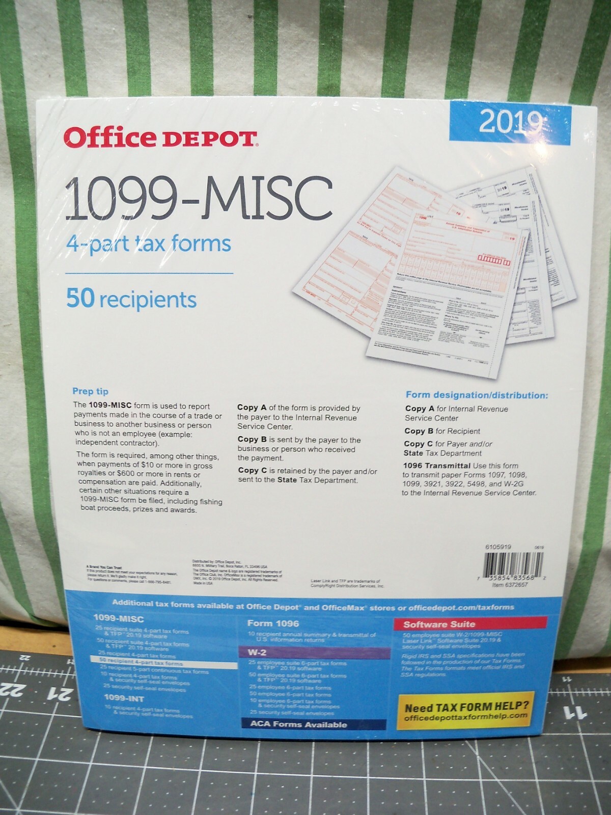 Office Depot 1099-MISC Tax Forms 2019, 2-Up, 4-Part, 8-1/2″ x 11″ 50-PK Staples