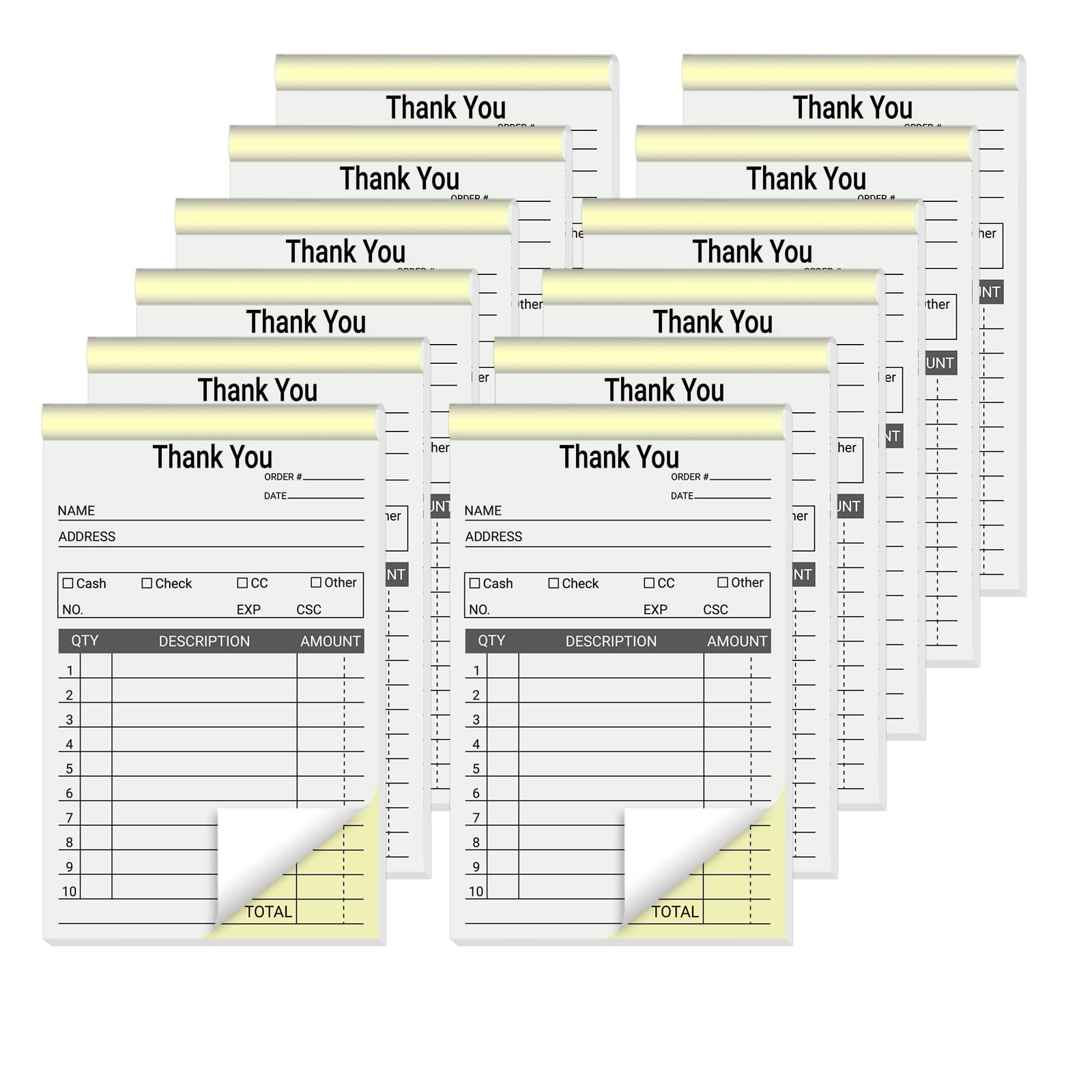 12 Pack Carbonless Receipt Books for Small Business, 3.5×5.5 Inch, 600 Sets