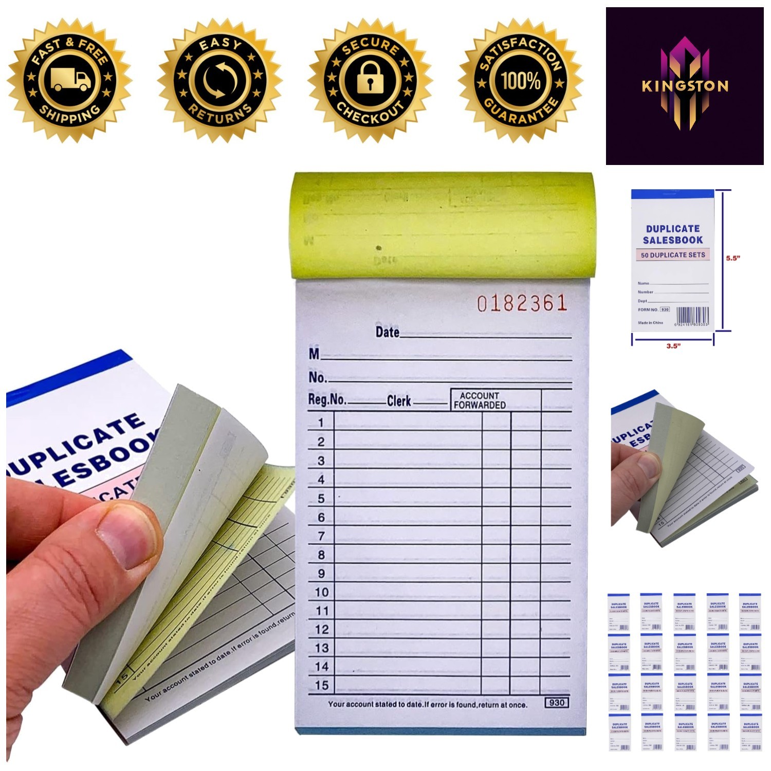 20-Pack Carbonless Sales Order Books – 3.5″ x 5.5″ for Easy Transaction Tracking