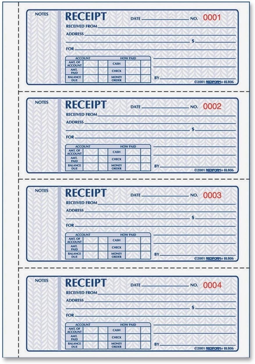 Secure Softcover Money Receipt Book with Durable Carbonless Triplicate Forms