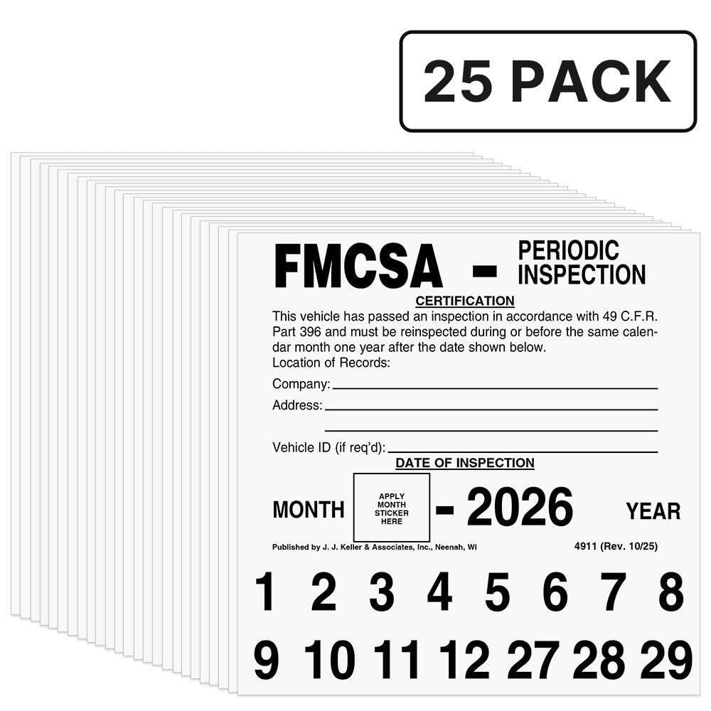 J. J. Keller & Associates, Inc. Fmcsa Periodic Inspection Label 25-Pk. – 5 X 5