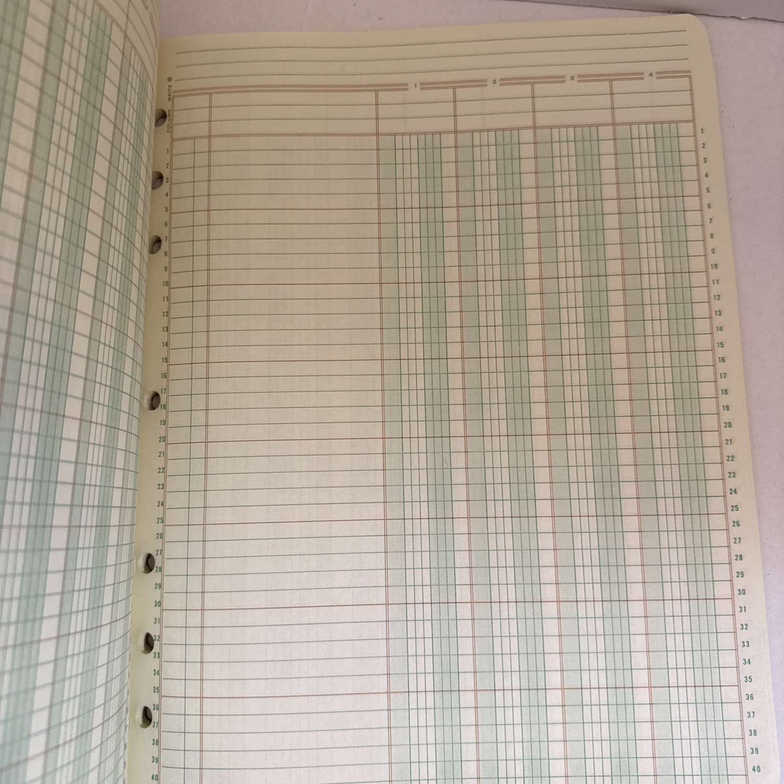 Set Of 5 Vintage Columnar Paper Pads Wilson Jones Boorum & Pease Mead 1968 1986