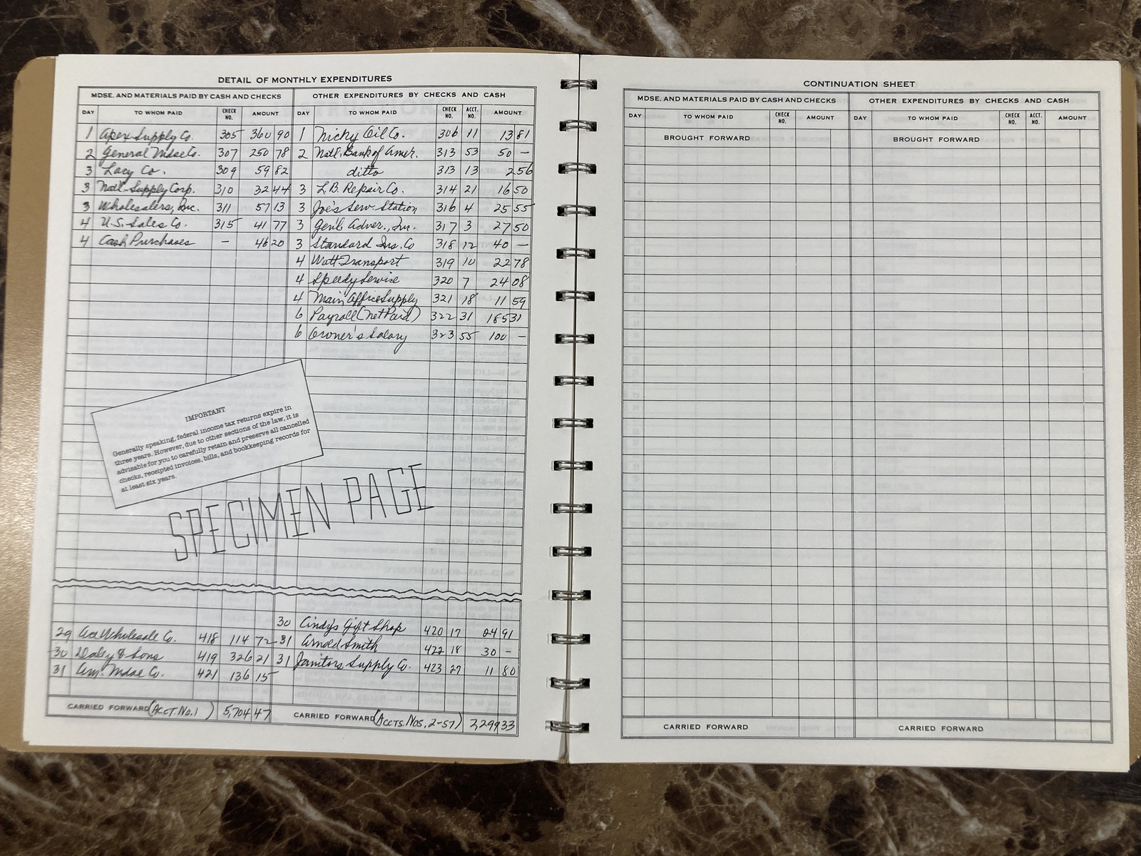 DOME Simplified Monthly Bookkeeping Record # 612 Vintage Business Tax Organizer