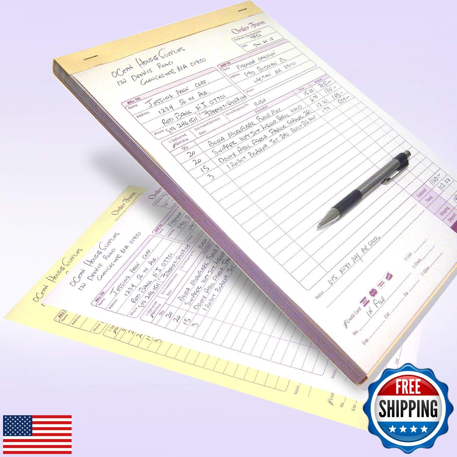NextDayLabels – NCR Carbonless Order Forms, Bound Wraparound Cover, White/Can