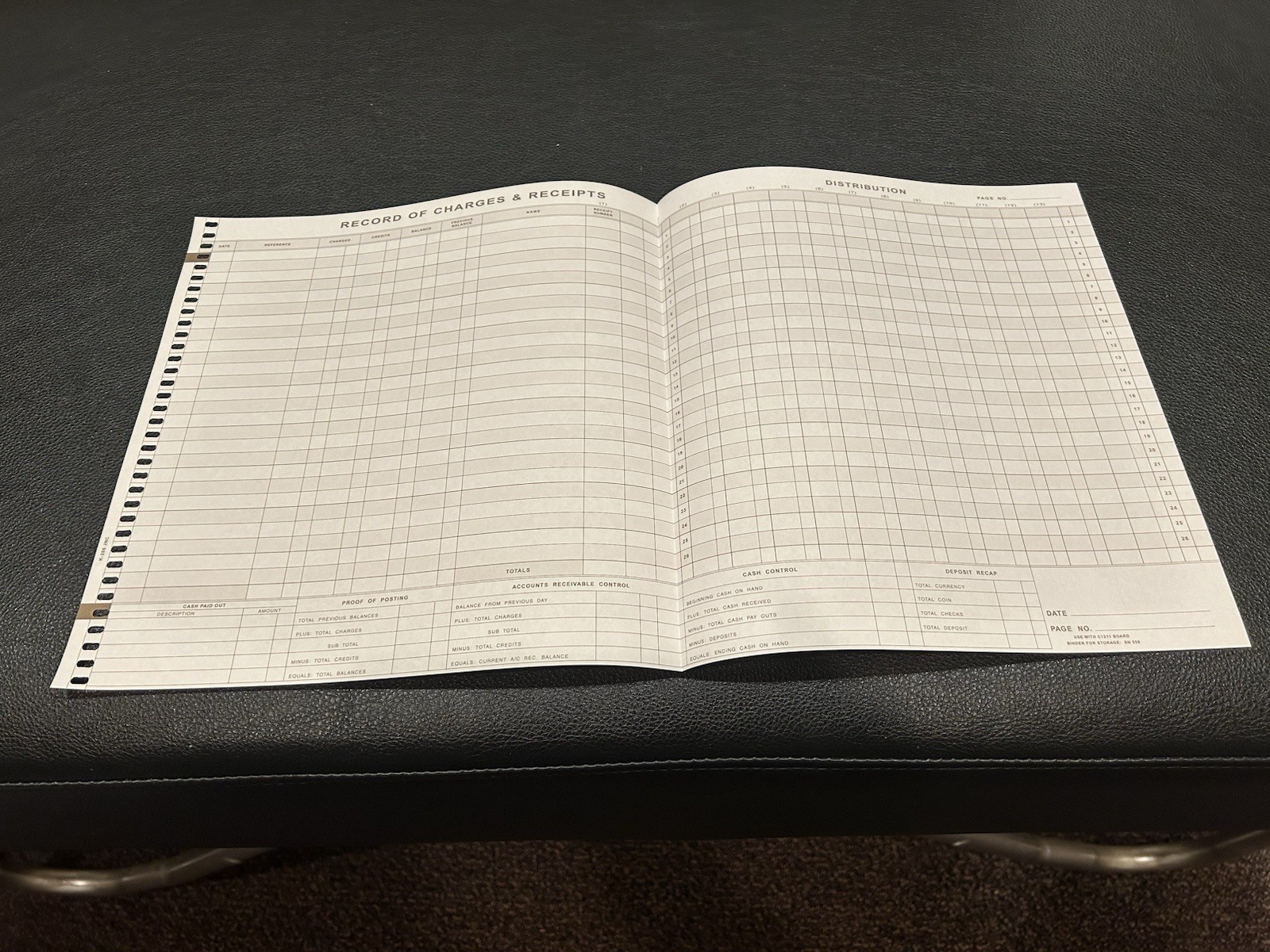 Accounting Journal ledger 50 ct Record of Charges & Receipts pegboard Pacesetter