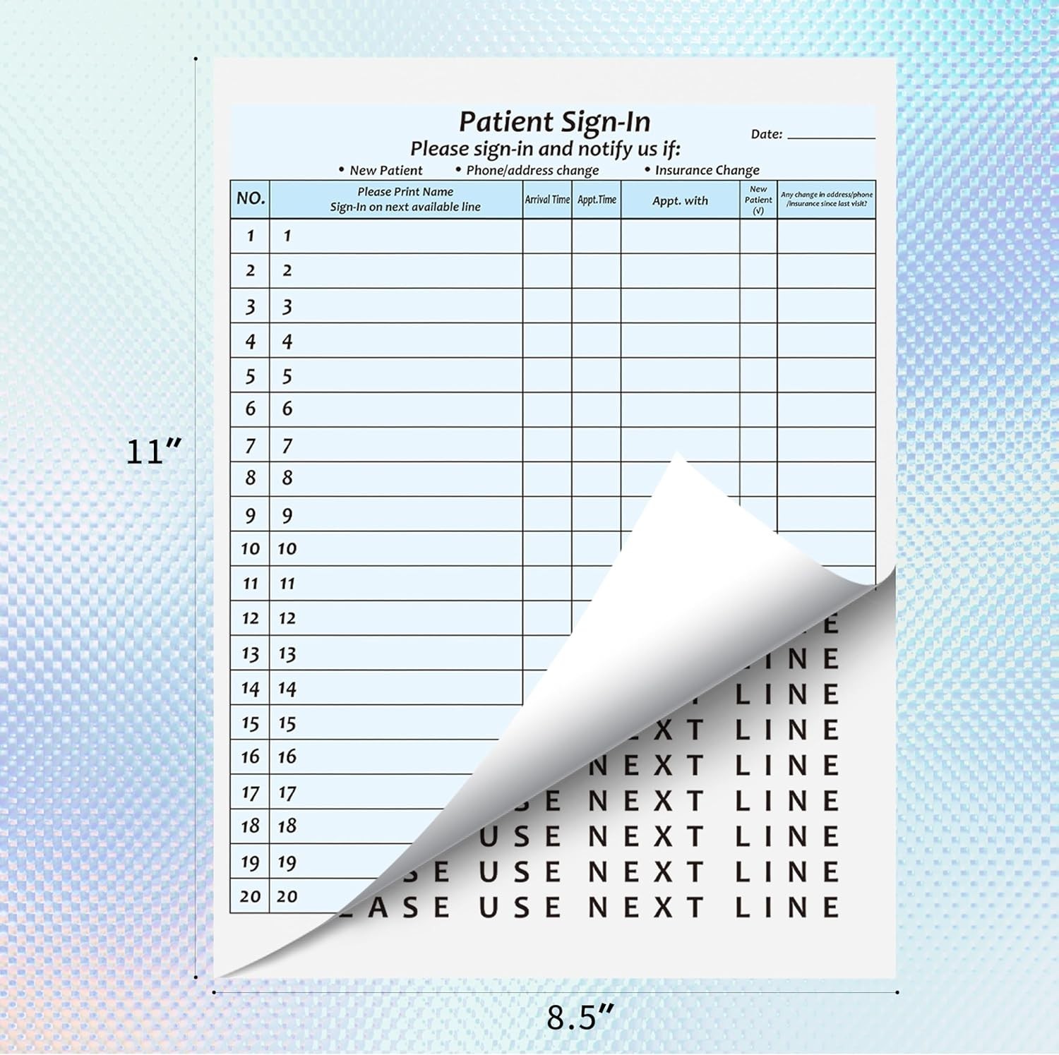 30Packs,Patient Sign in Sheets,HIPAA Compliant,Adhesive Peel-Off Patient Form