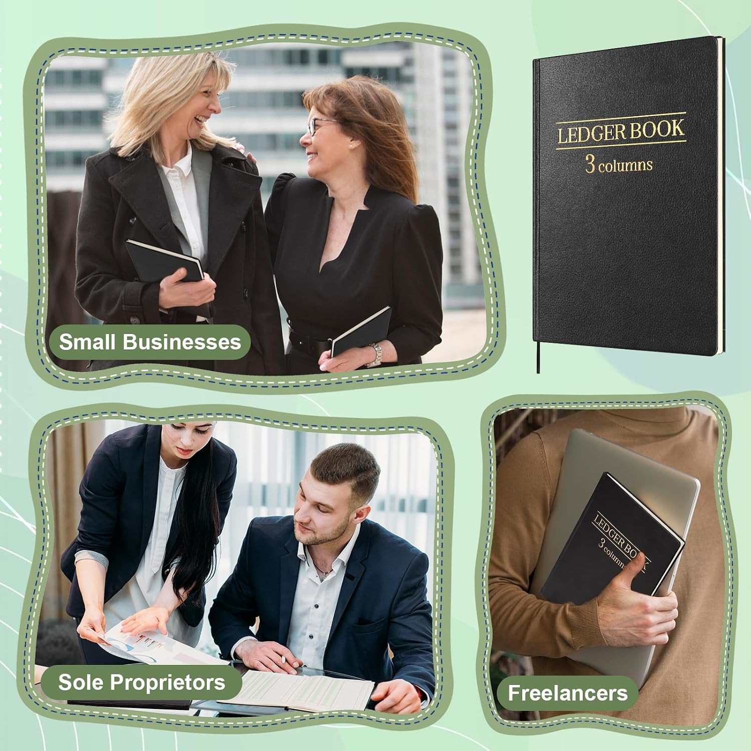 2 Pack Ledger Book 3 Column 200 Pages 7 X 9.25 Inches Account Book with 1 Label
