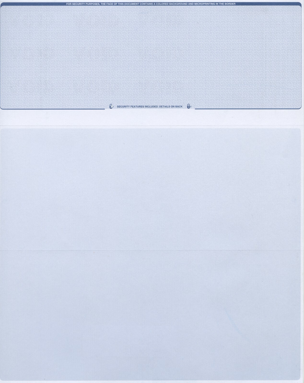 500 Blank Check Stock Paper – Check on Top – “Blue Diamond”