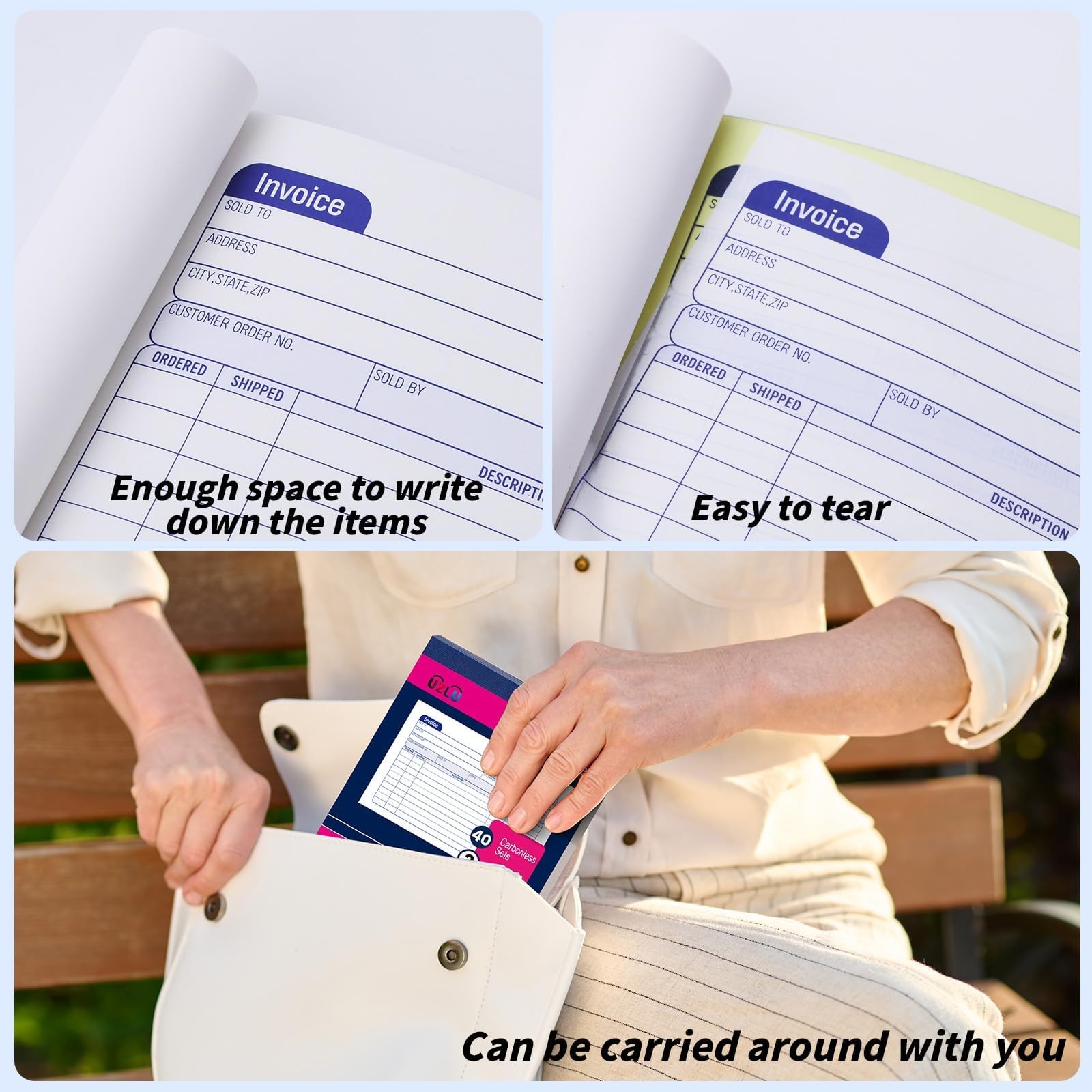 40-Pack Carbonless Invoice Book 2-Part 5-9/16″ x 8-7/16″ with Cover