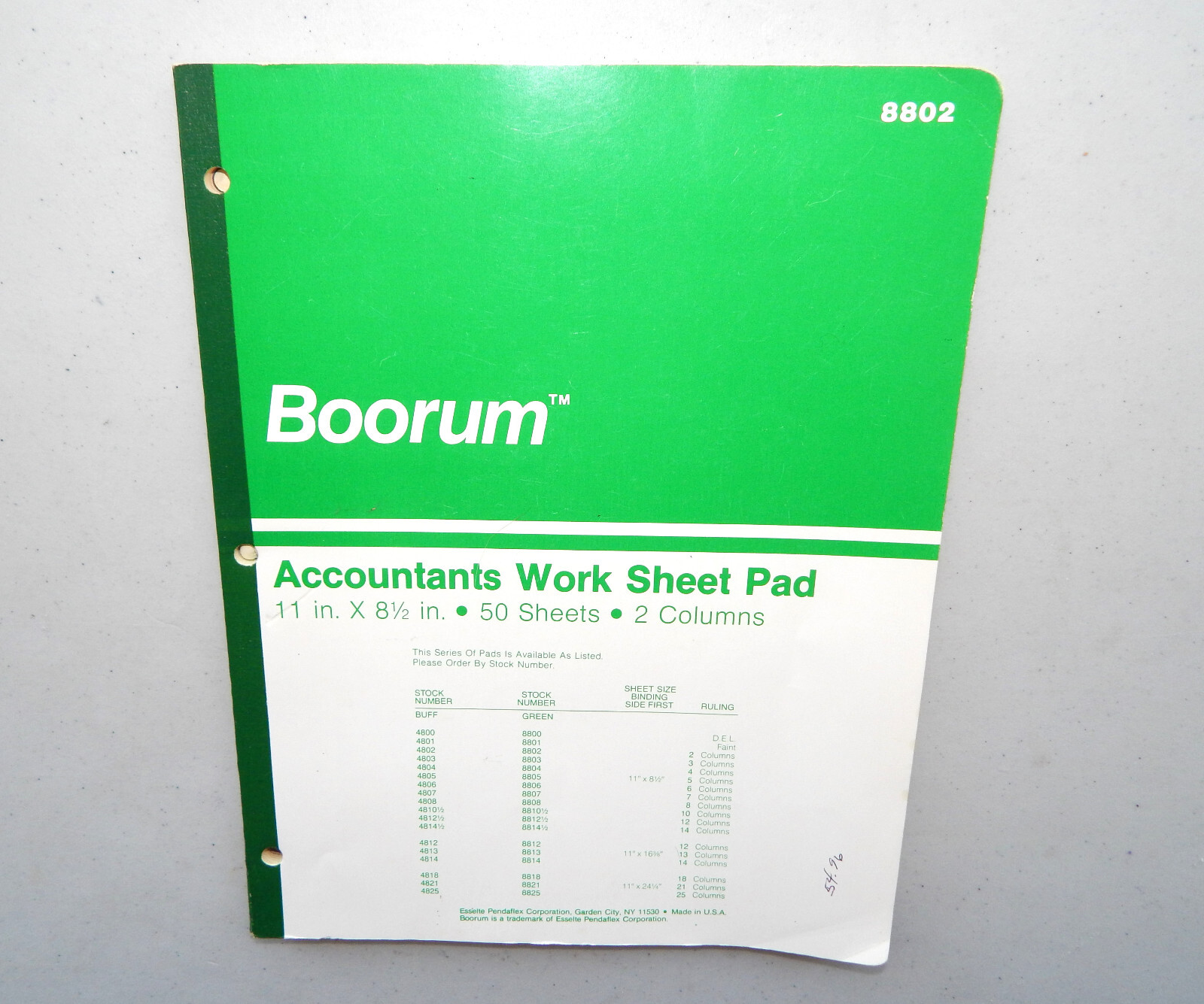 Boorum 8802 Accountants Work Sheet Pad *NOTE- 48 out of 50 sheets remain- READ*
