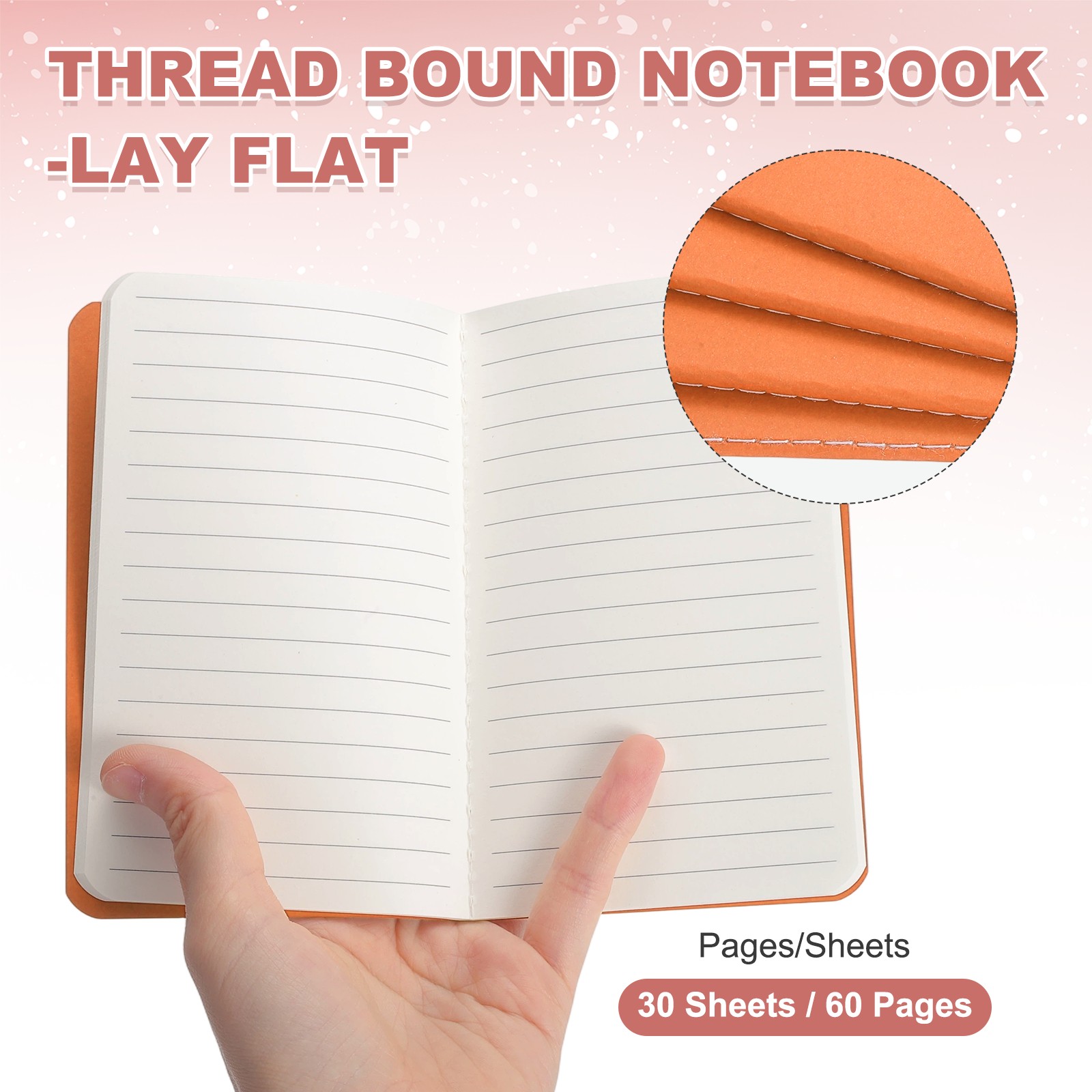 5 Pack A6 Notebook, A6 Journal Mini Notebook Pocket Kraft,Orange