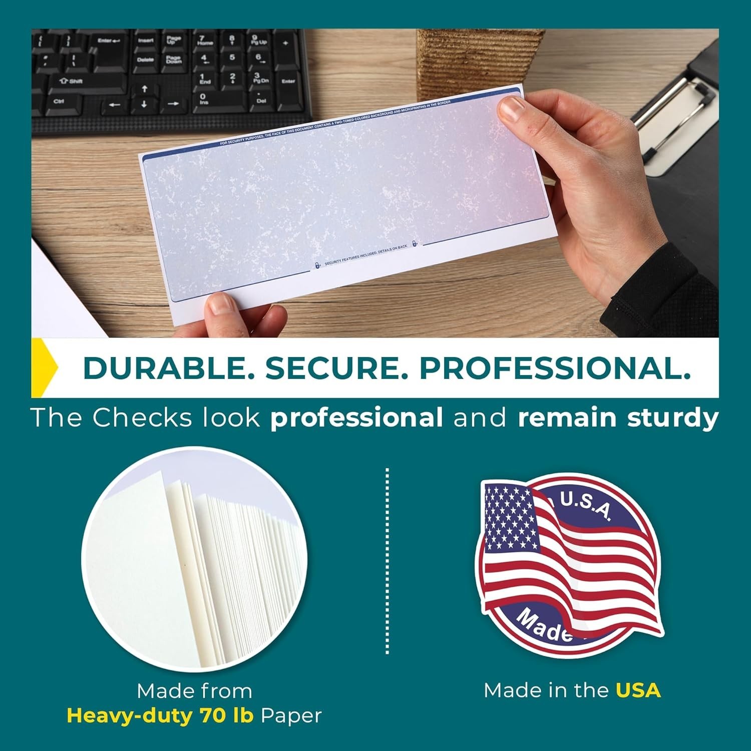 Secure & Easy-to-Print Computer Check Paper – 50 Sheets, Smooth Finish Blue-Red
