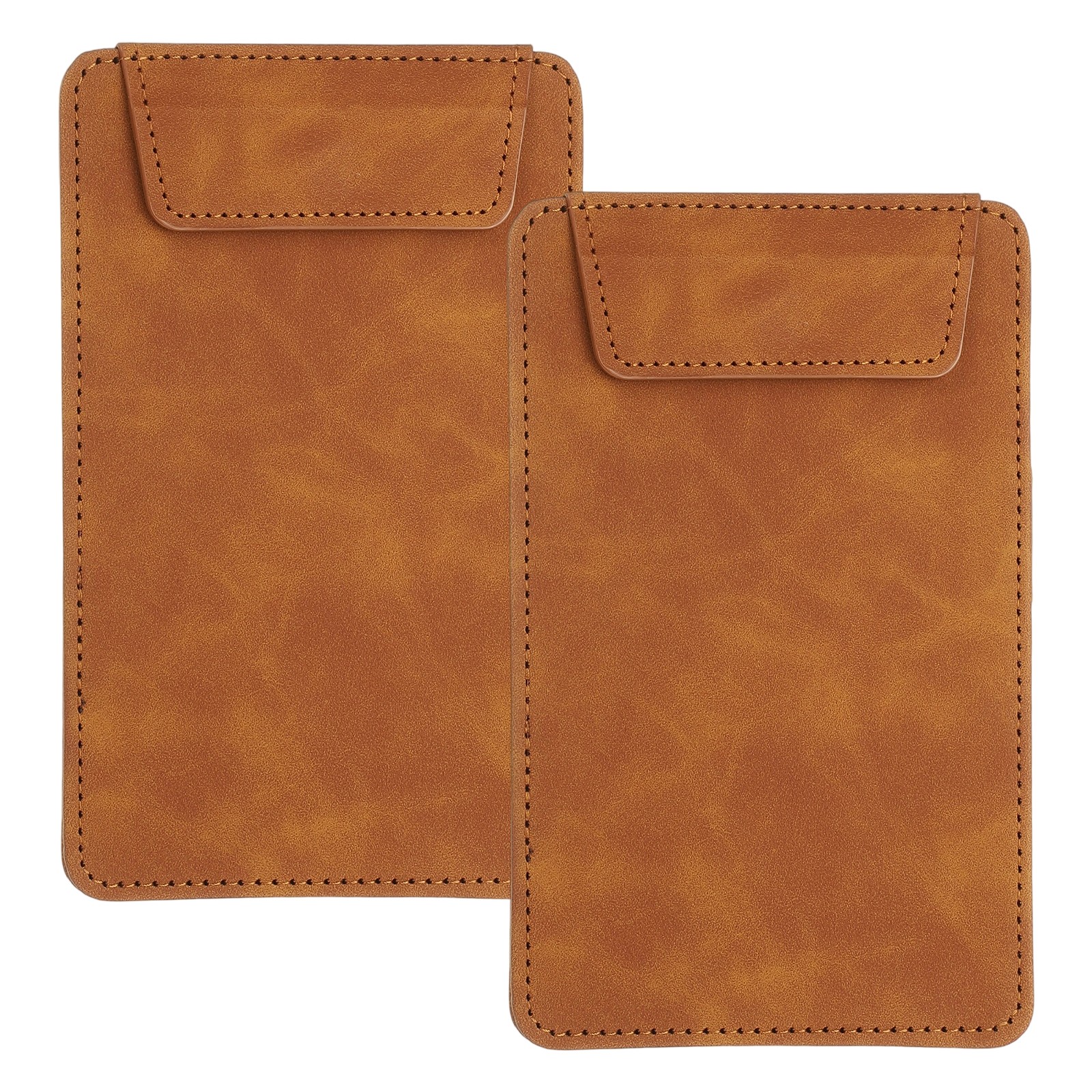 2 Pack Mini Clipboard 6″ x 4″ Leather Small Clipboard with Pen Holder Brown