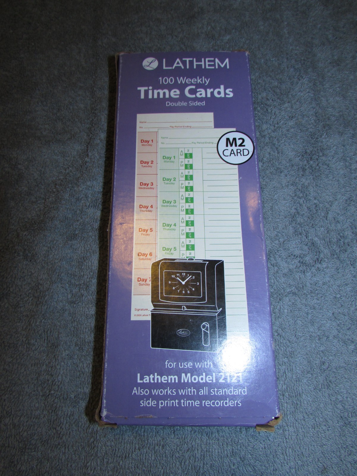 Lathem M2-100 Time Cards 100 Pack Double Sided 3.5″ x 9″ NIB
