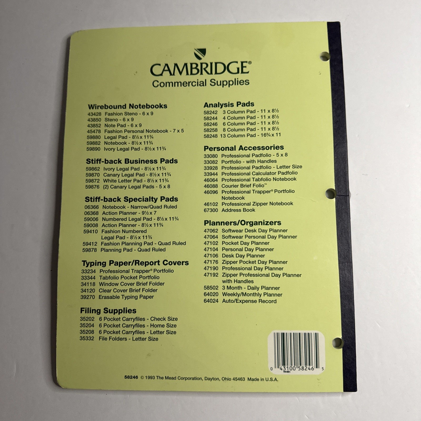 Vintage 1993 Mead Cambridge Analysis Sheets 6 Column Pad 50 Sheets New