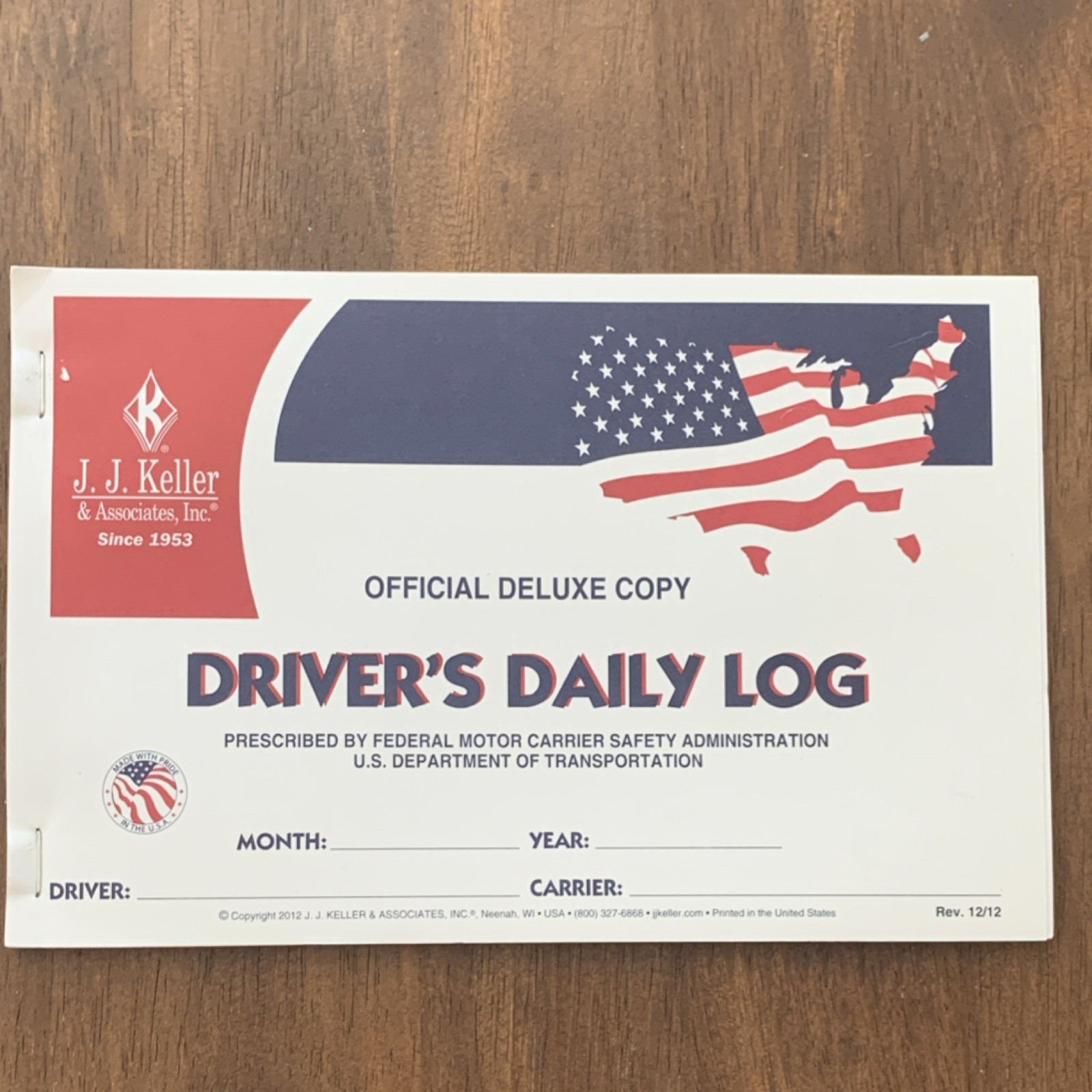 J. J. Keller & Associates Driver’s Daily Log Book Official Deluxe Copy 8527