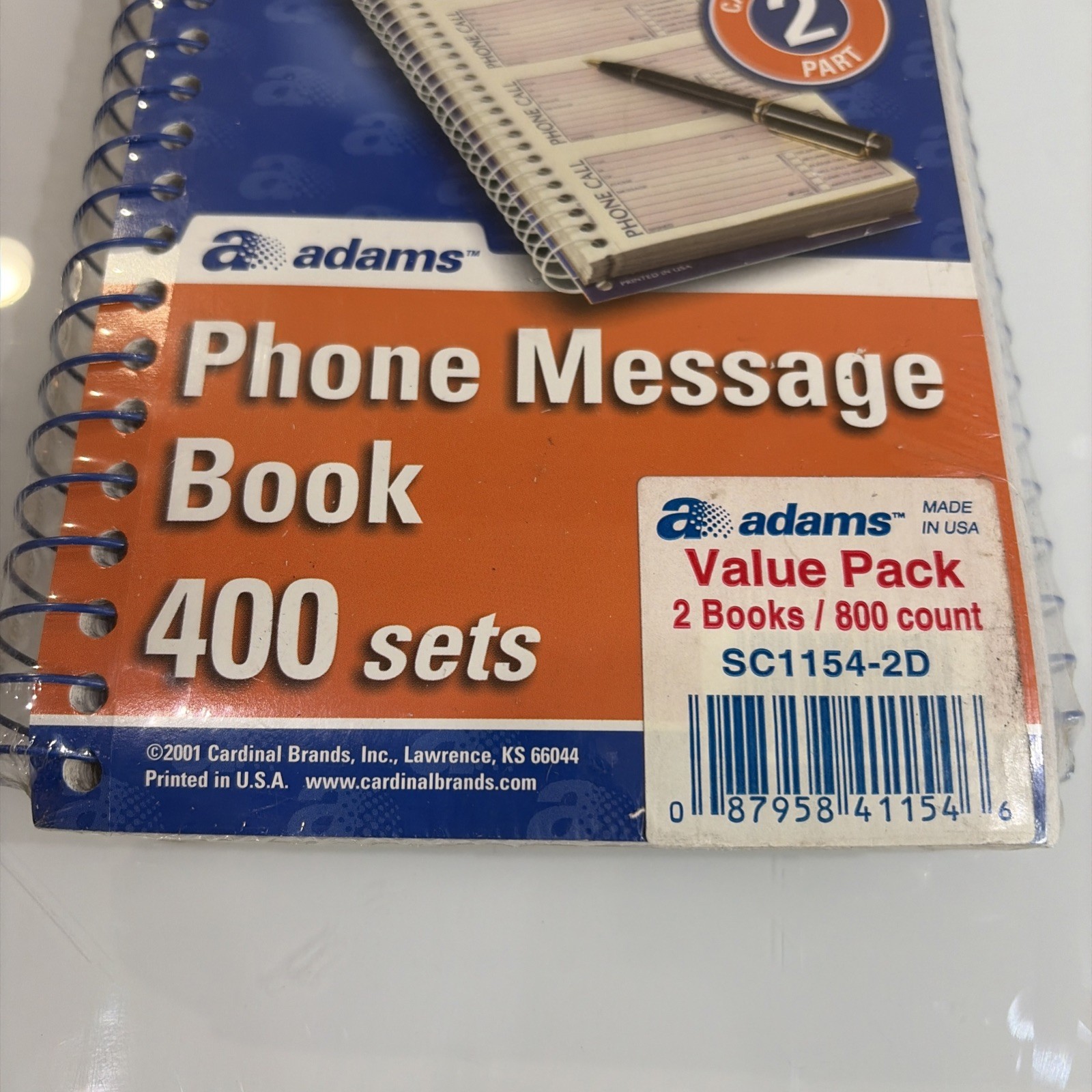 Adams Phone Message Pads 2 part carbonless 400 sets per book 2 Books (800 Total)