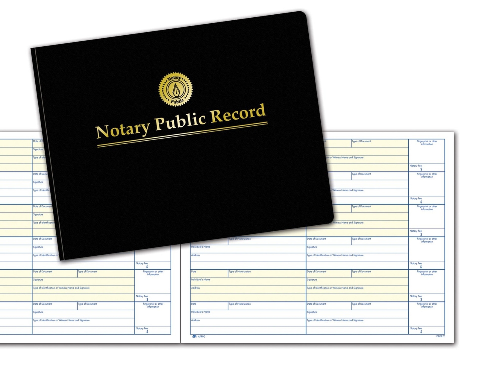 Adams Notary Public Record Journal, 11 x 8.5 Inches, 6 Entries Per Page, 63 P…
