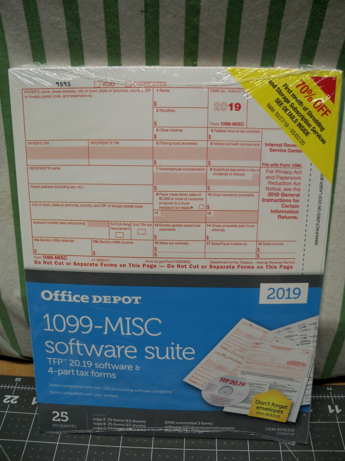 Office Depot 1099-MISC Tax Forms W Software 2019 4-Part 25 pk Staples USA Seller