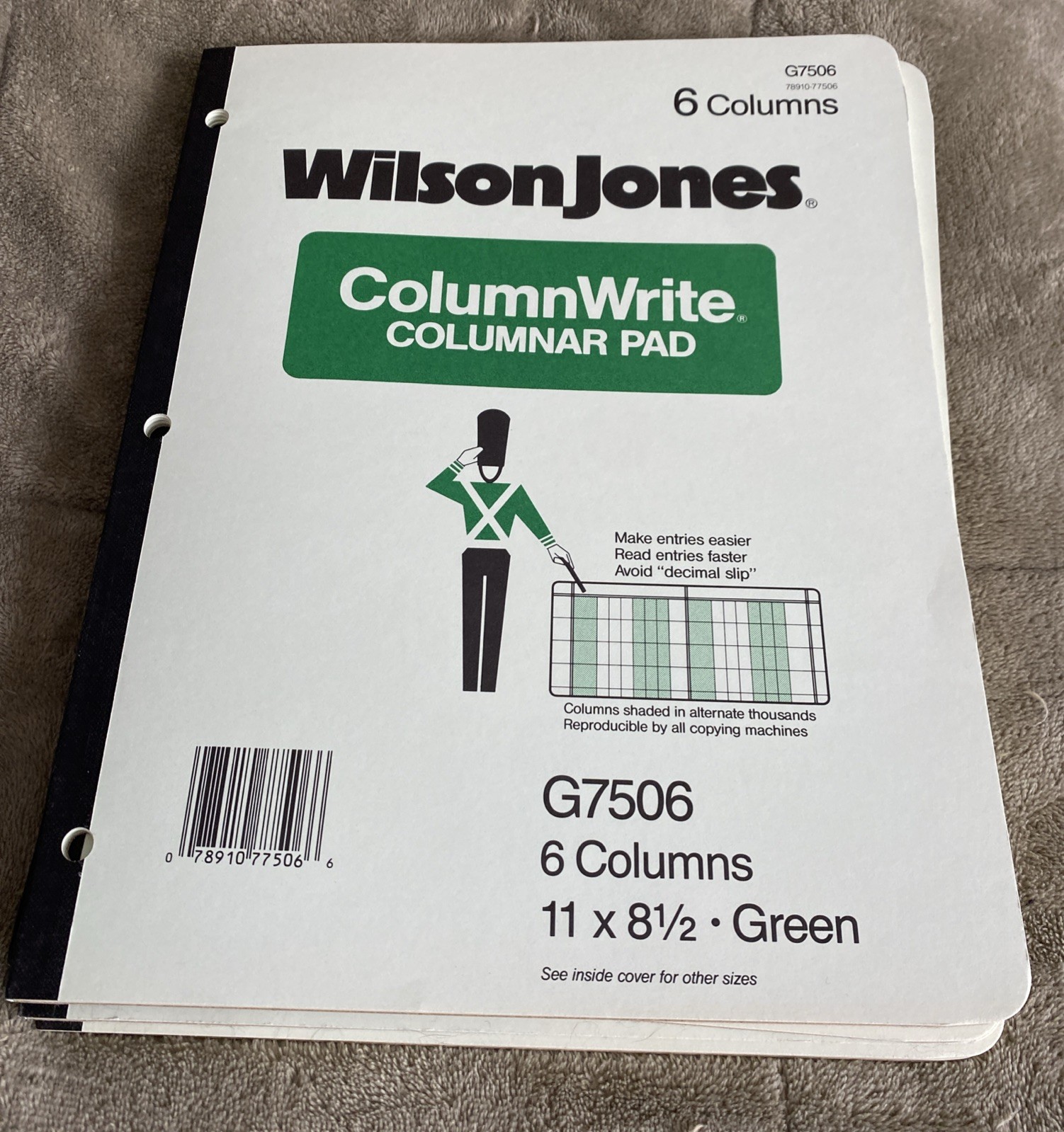 Wilson Jones Columnar Pad 50 Sheets & 6 Columns 11×8.5″ FOUR BOOKS G7506 Green