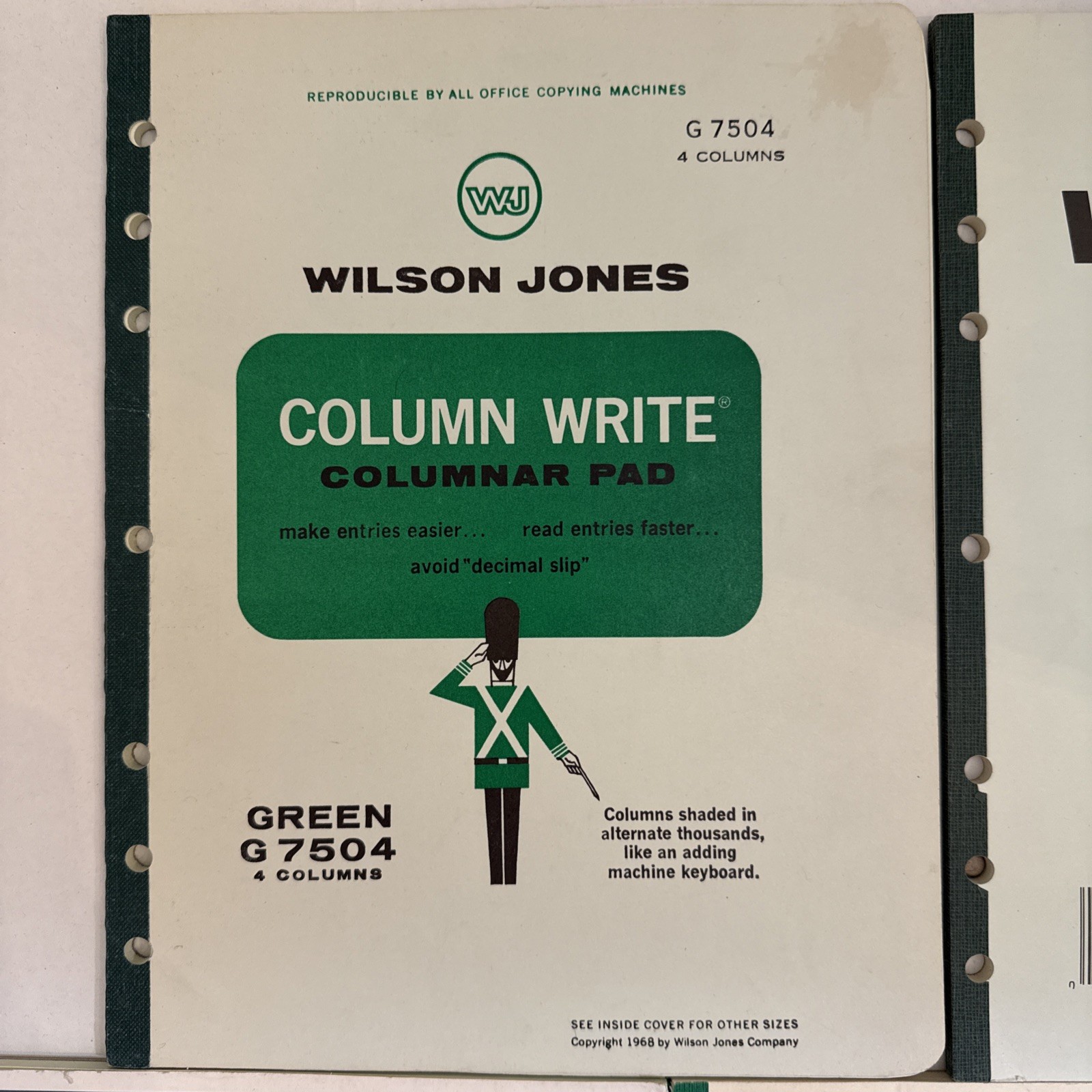 Set Of 5 Vintage Columnar Paper Pads Wilson Jones Boorum & Pease Mead 1968 1986