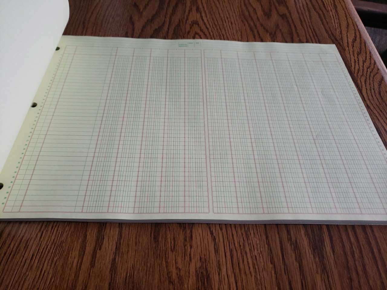 Office Max Green Tint Columnar Pad 13 Columns 11″ x 16 3/8″, 50-Sheets 2005 New