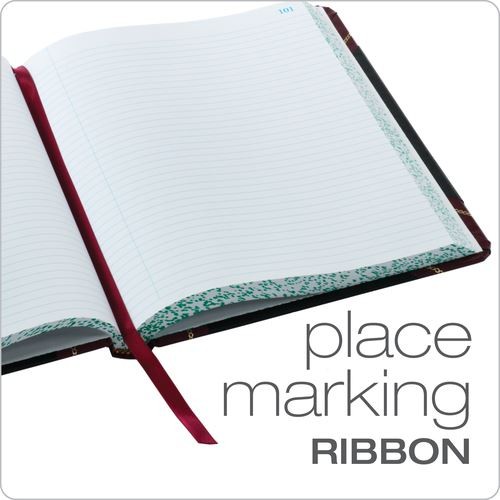BORG21150R Log Book, Record Rule, Black/Red Cover, 150 Pages, 10 3/8 x 8 1/8