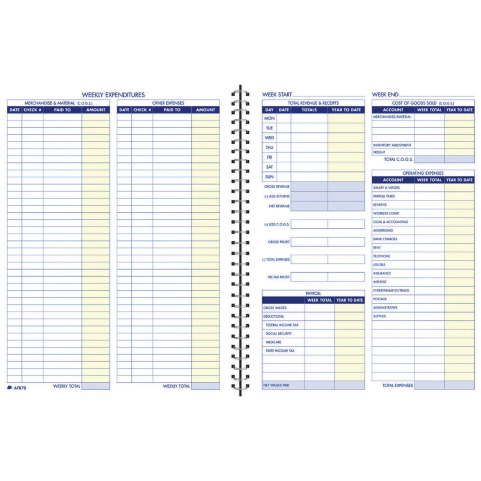 Weekly Bookkeeping Record Book – 8.5″x11″ – Financial Ledger for Easy Tracking