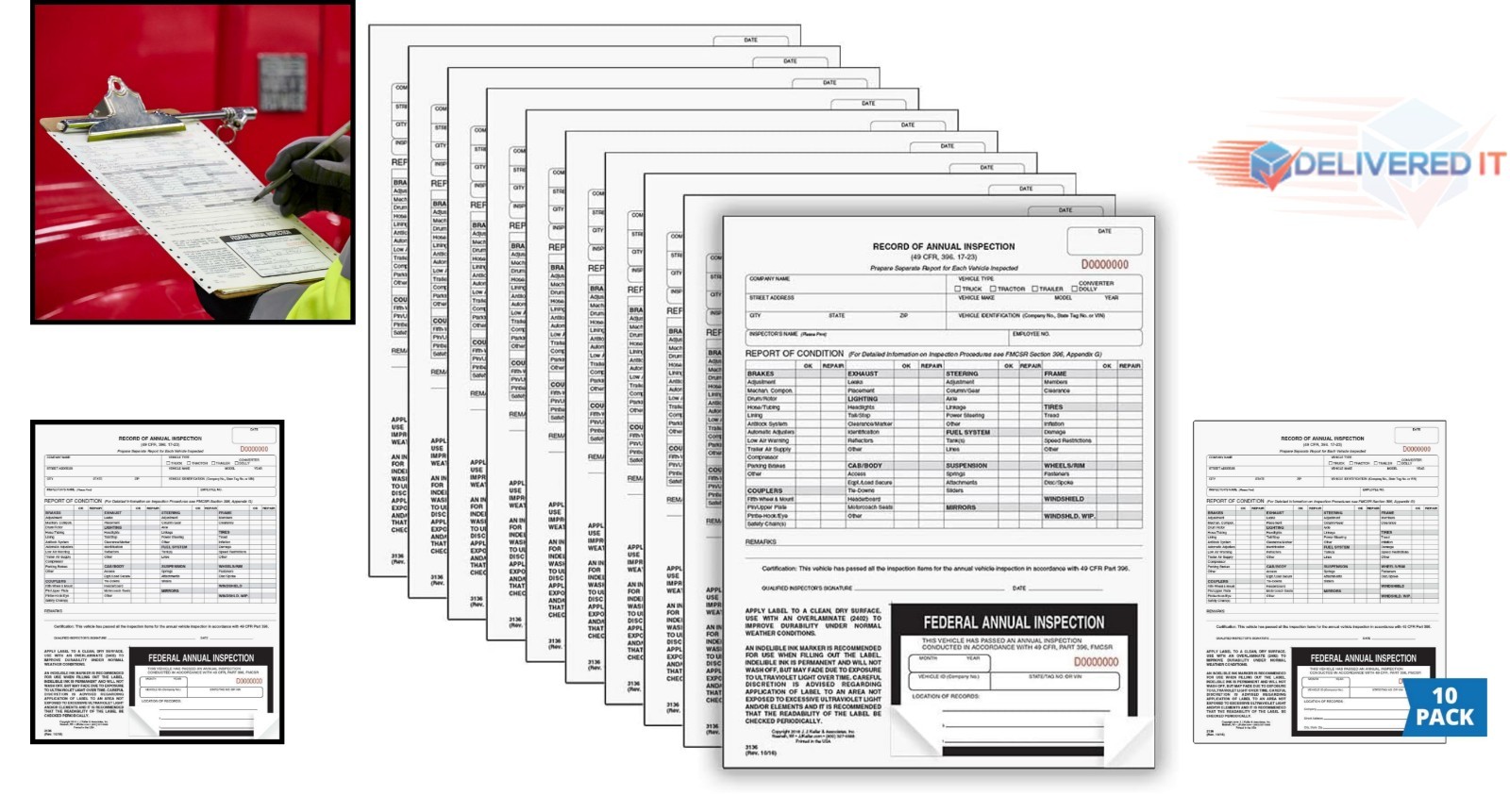 J. J. Keller’s 10-Pack of Carbonless Annual Inspection Forms for Fleet Safety