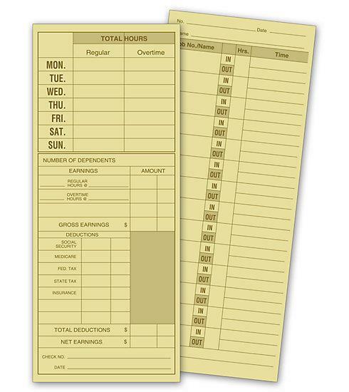 Daily Job Time Card / Nebs Deluxe No. 224 / 3 1/2″ x 8 1/2″