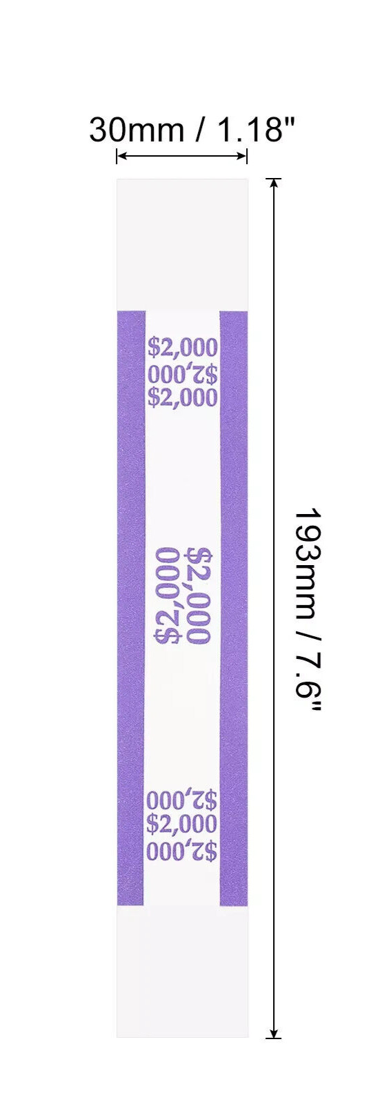 10 Self-Sealing Violet Bill Straps Holds $2000 Bill Wrappers Currency Bands