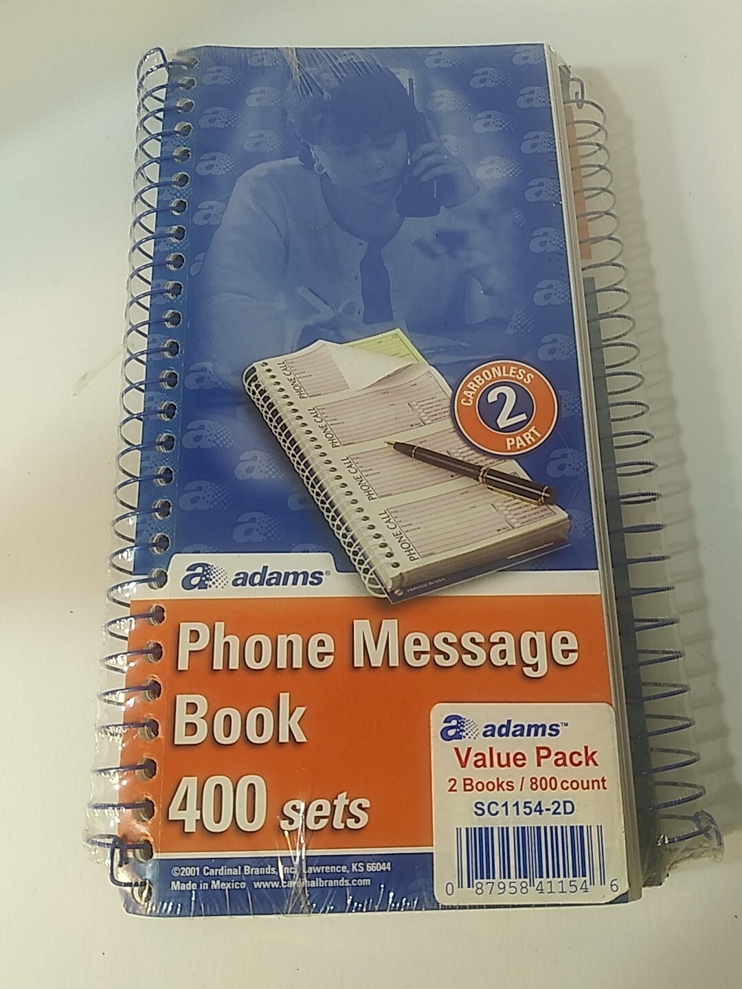 Adams Phone Message Pads 2 part carbonless 400 sets per book 2 Books