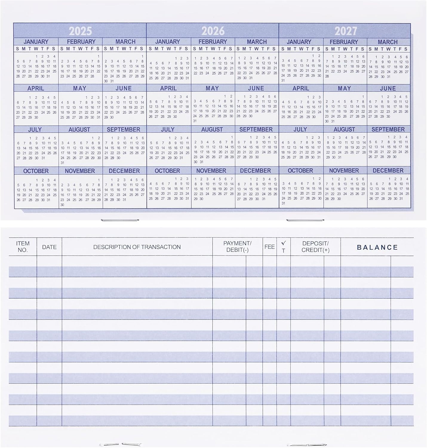 Portable 20-Piece Check Register Set with Calendar for Personal & Business Use